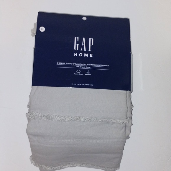 GAP Home Chenile Stripe Organic Cotton Window Curtain Pair - 48 in W X 95 in L - Picture 1 of 2